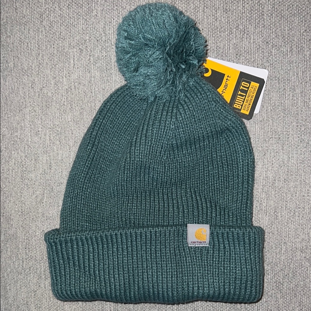 NWT Carhartt Green Knit Pom Beanie